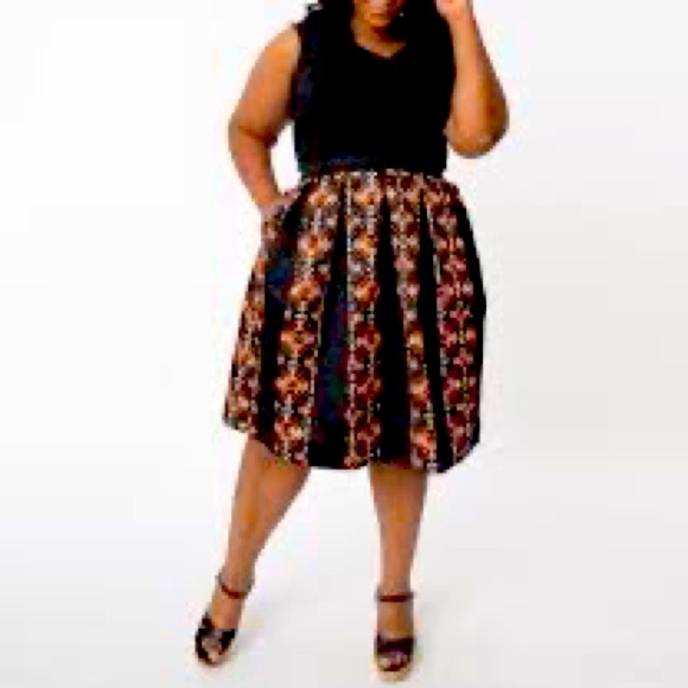 BLACK & ORANGE CAT PRINT JAYNE SWING SKIRT BY UNIQUE VINTAGE HALLOWEEN Pinup